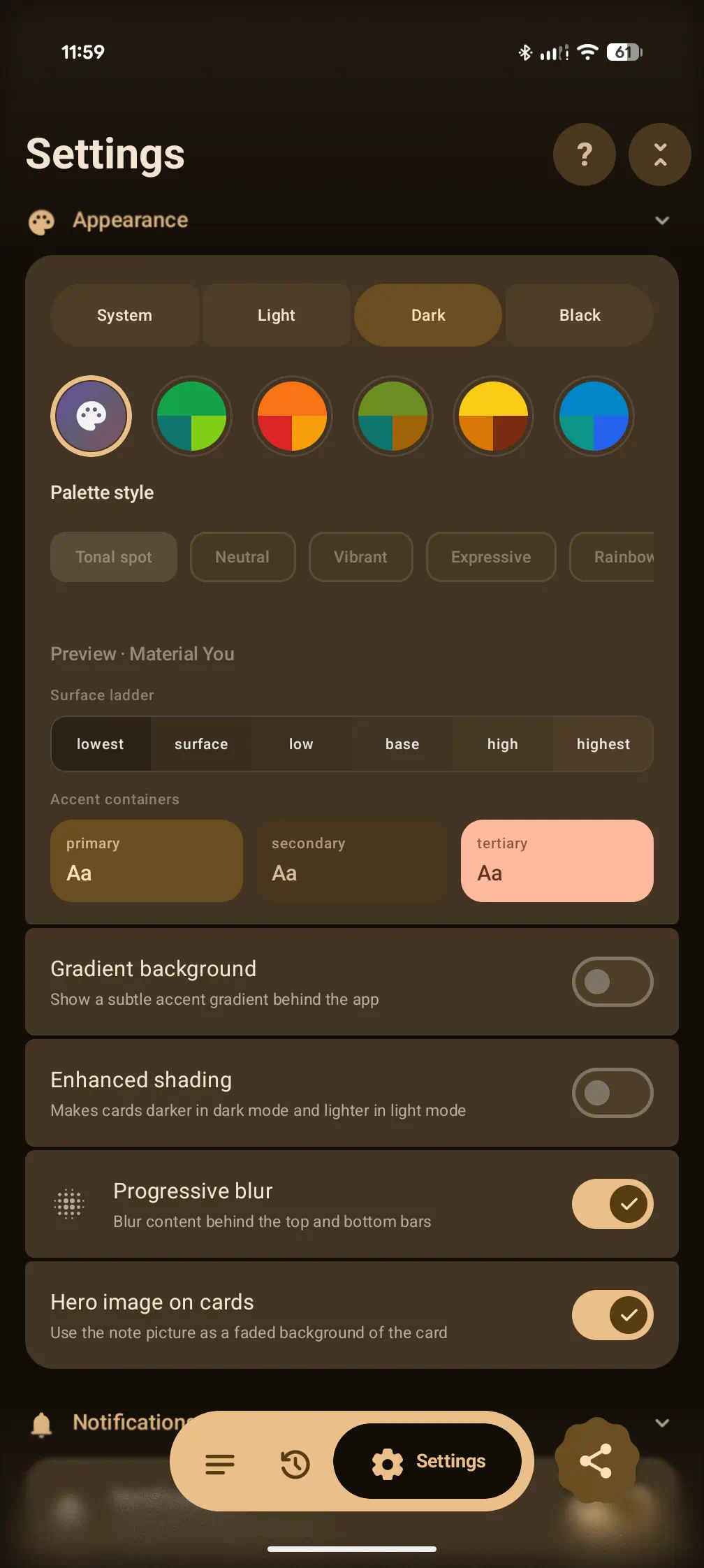 A powerful theme engine with gradients and blur, giving you full control over the look.